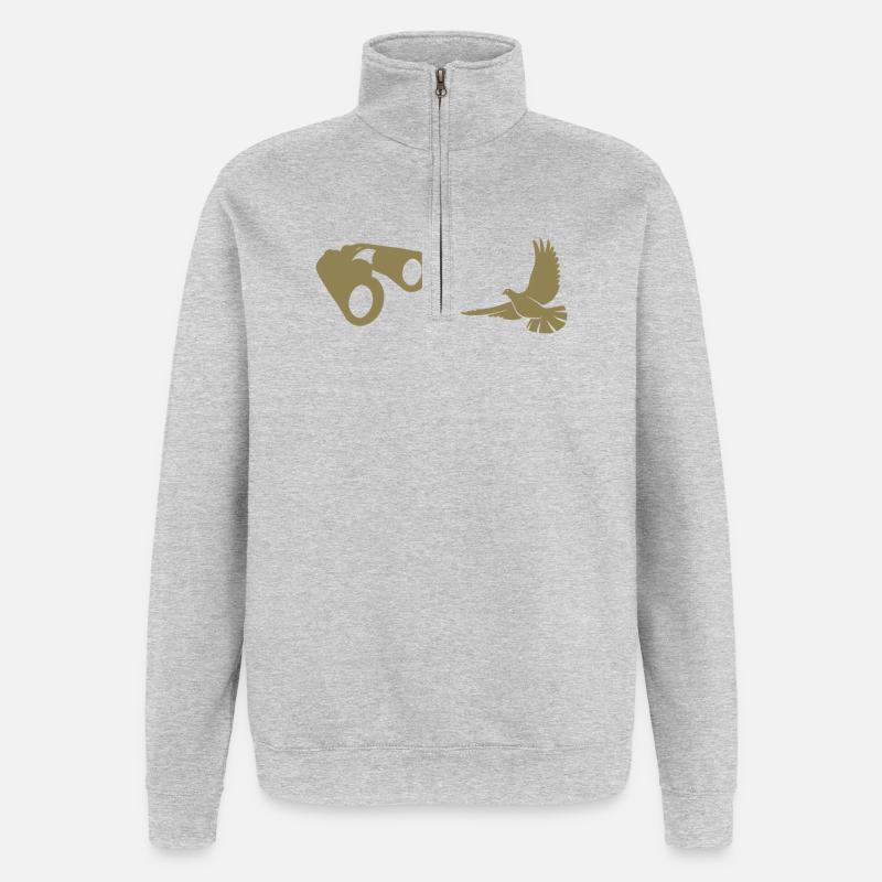 Minimalist Bird Watching Silhouette - Quarter-Zip Sweatshirt - heather grey