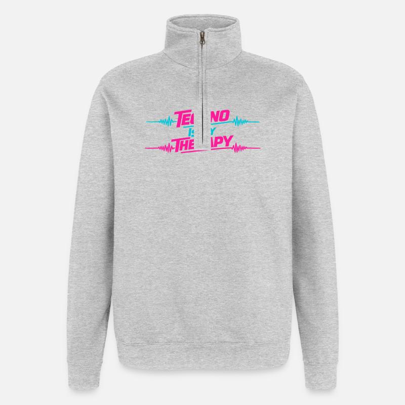 Techno Therapy Neon Wave - Quarter-Zip Sweatshirt - heather grey