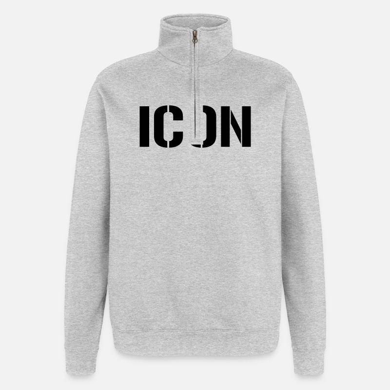 Icône - Sweat à zip 1/4 - gris chiné