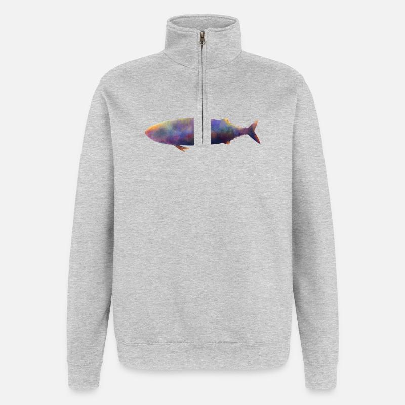 Makrele - Quarter-Zip-Sweatshirt - Grau meliert
