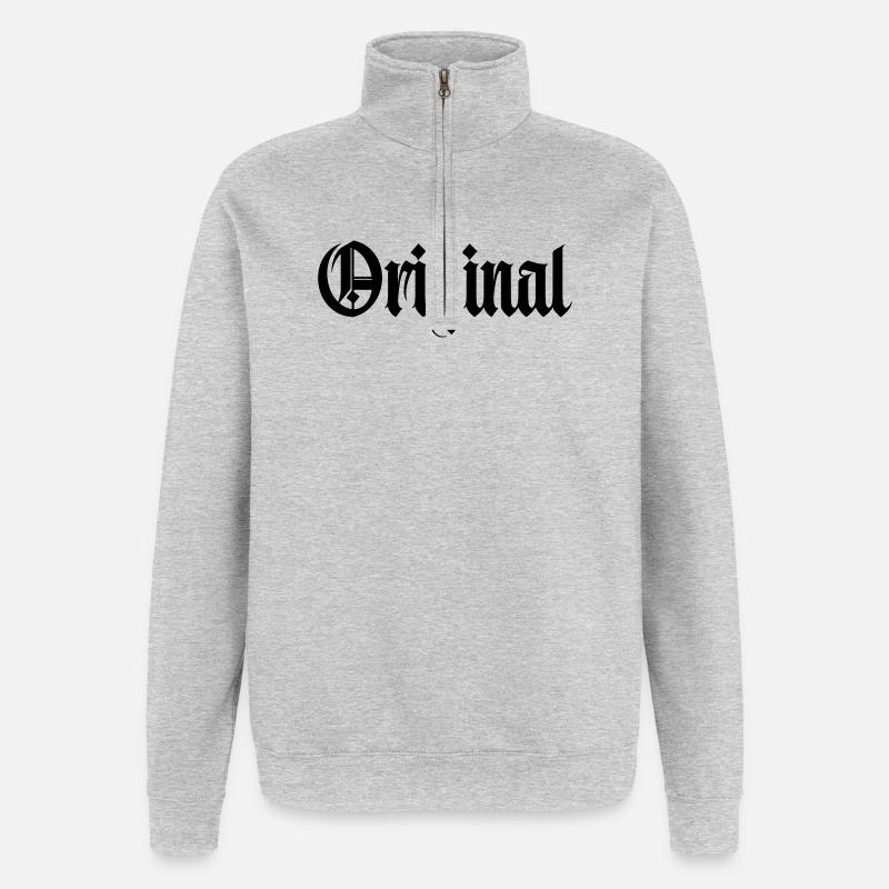 Langue source - Sweat à zip 1/4 - gris chiné