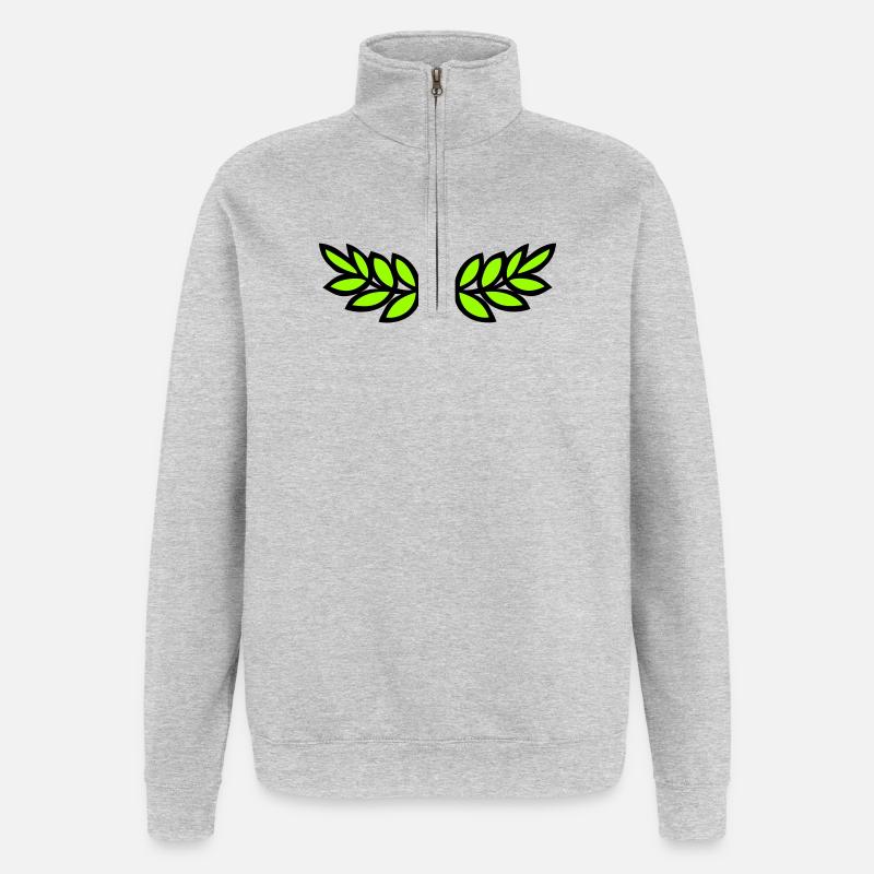 Lorbeer (Flach) - Quarter-Zip-Sweatshirt - Grau meliert