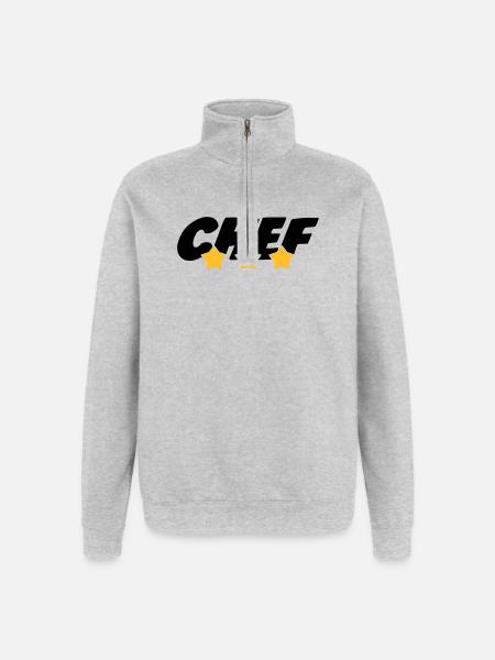 Chef cooking - Sweat à zip 1/4 - gris chiné