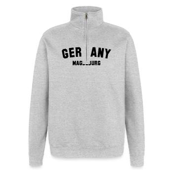 MAGDEBURG - Quarter-Zip-Sweatshirt - Grau meliert - Vorne - AI Model Female 172 light (172cm) & AI Model Male 178 dark (178cm)