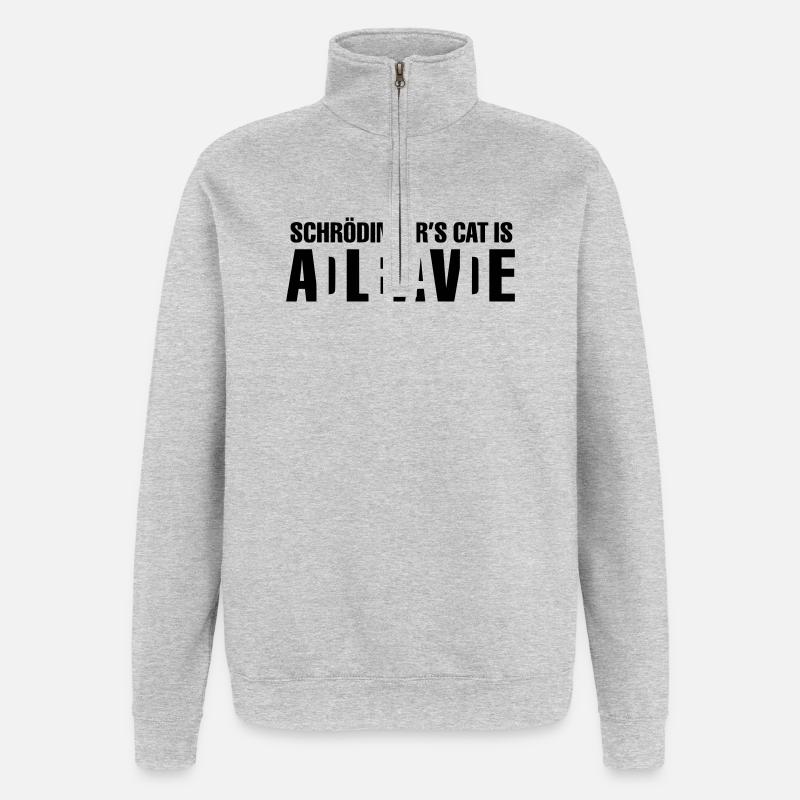 Schrödingers Katze - Quarter-Zip-Sweatshirt - Grau meliert
