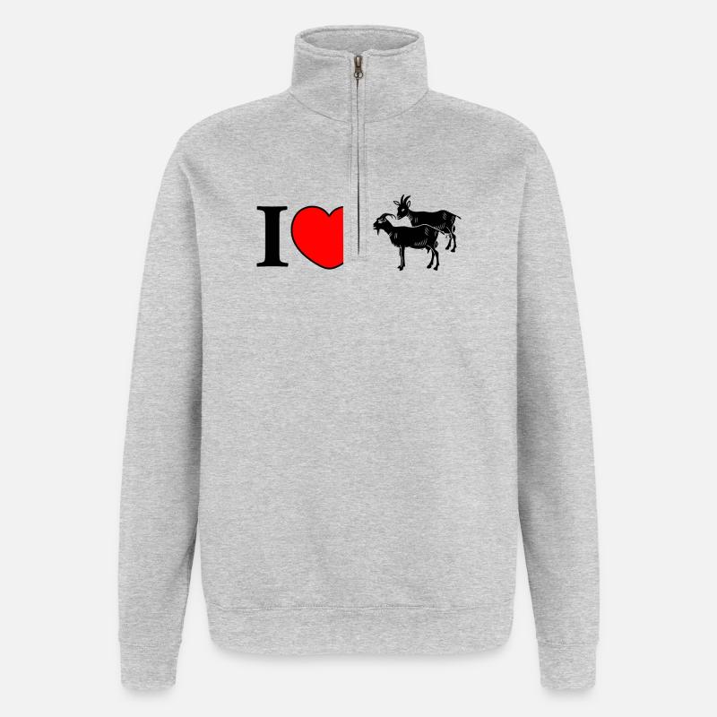 Ziegen lieben - Quarter-Zip-Sweatshirt - Grau meliert