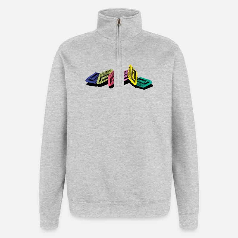 Kassette - Quarter-Zip-Sweatshirt - Grau meliert