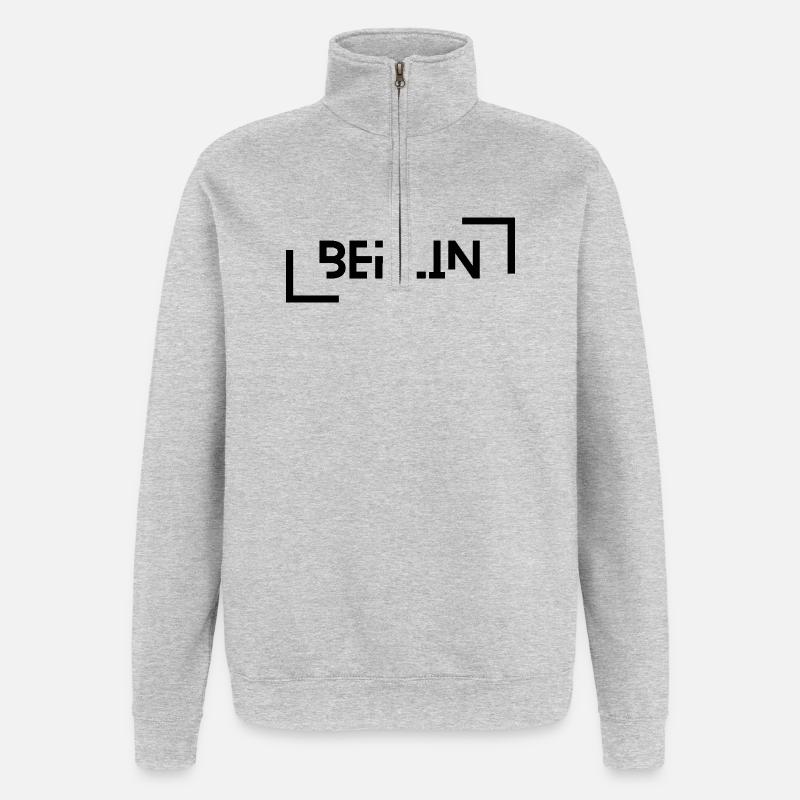 Berlin - Sweat à zip 1/4 - gris chiné