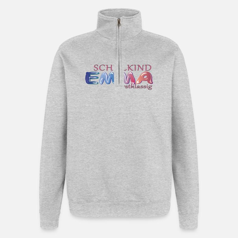 Schulkind Emma Schule - Quarter-Zip-Sweatshirt - Grau meliert
