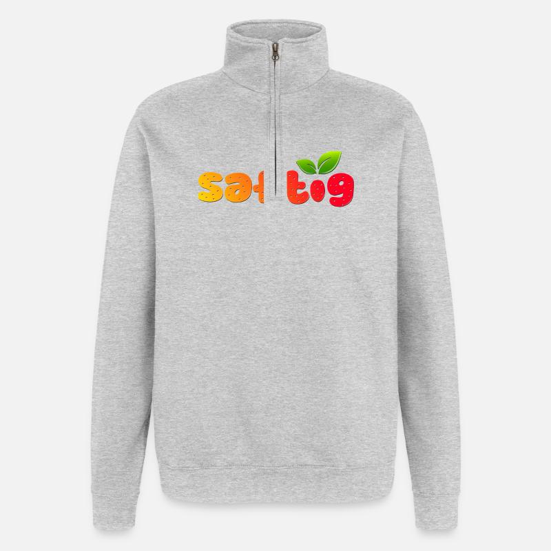 Saftig - Quarter-Zip-Sweatshirt - Grau meliert
