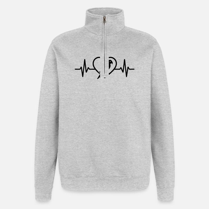 Cœur de perroquet - Sweat à zip 1/4 - gris chiné