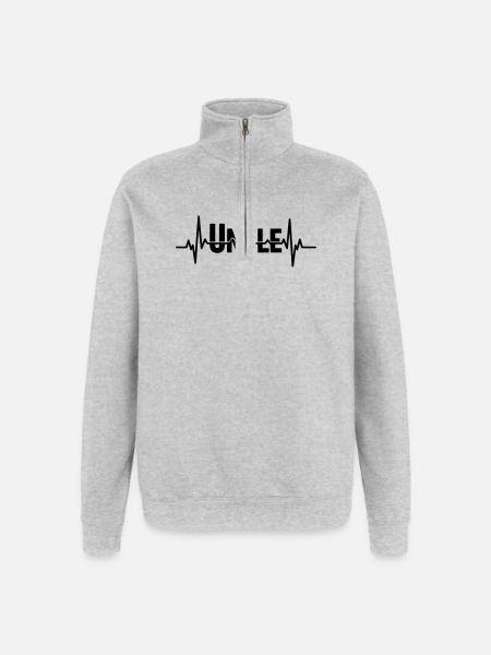Uncle lettering with heartbeat - Quarter-Zip Sweatshirt - heather grey