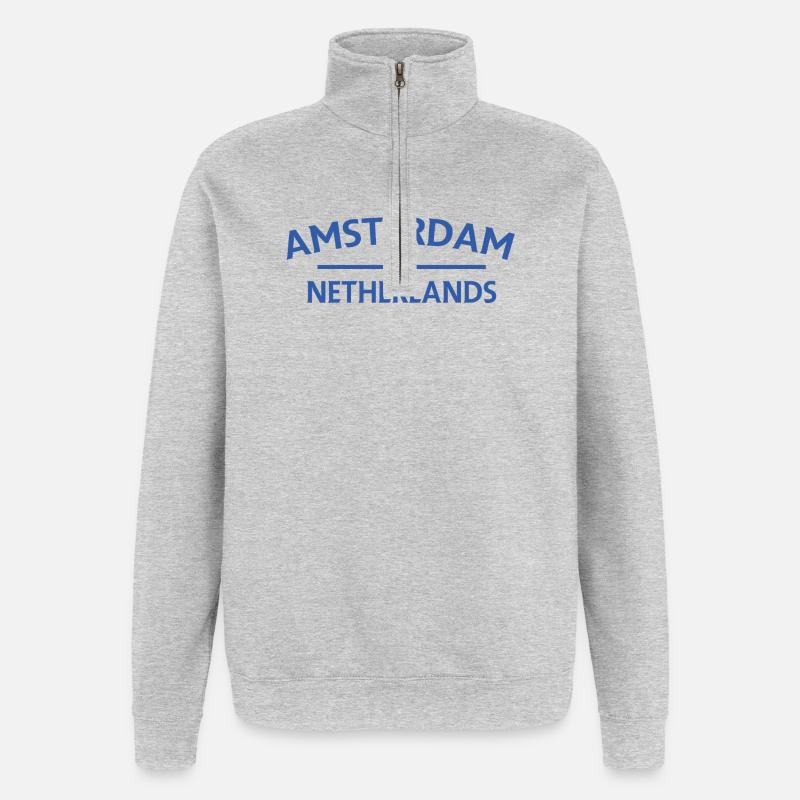 Amsterdam – Netherlands Textdesign - Quarter-Zip Sweatshirt - heather grey