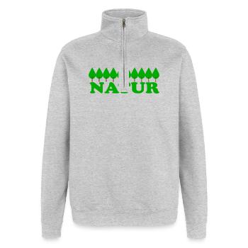 Nature - Sweat à zip 1/4 - gris chiné - Devant - AI Model Female 172 light (172cm) & AI Model Male 178 dark (178cm)
