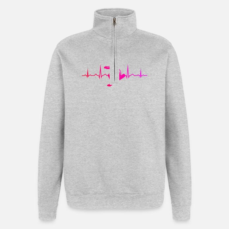 Clear snowboard message - Quarter-Zip Sweatshirt - heather grey