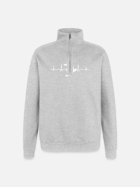 Snowboard motif that works immediately - Quarter-Zip Sweatshirt - heather grey