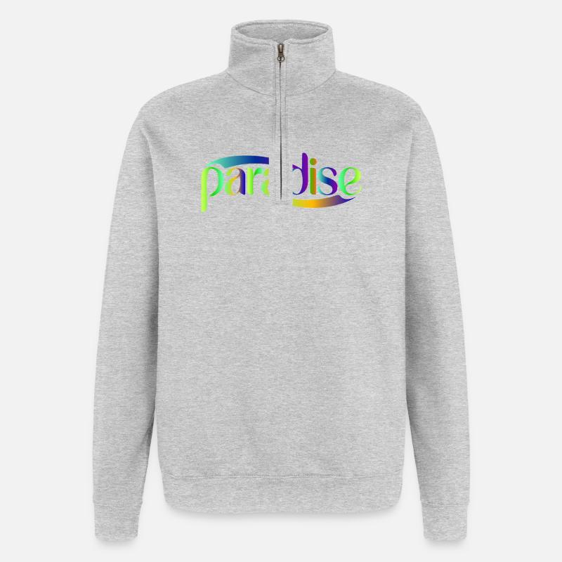 Paradise Rainbow Script Design - Quarter-Zip Sweatshirt - heather grey
