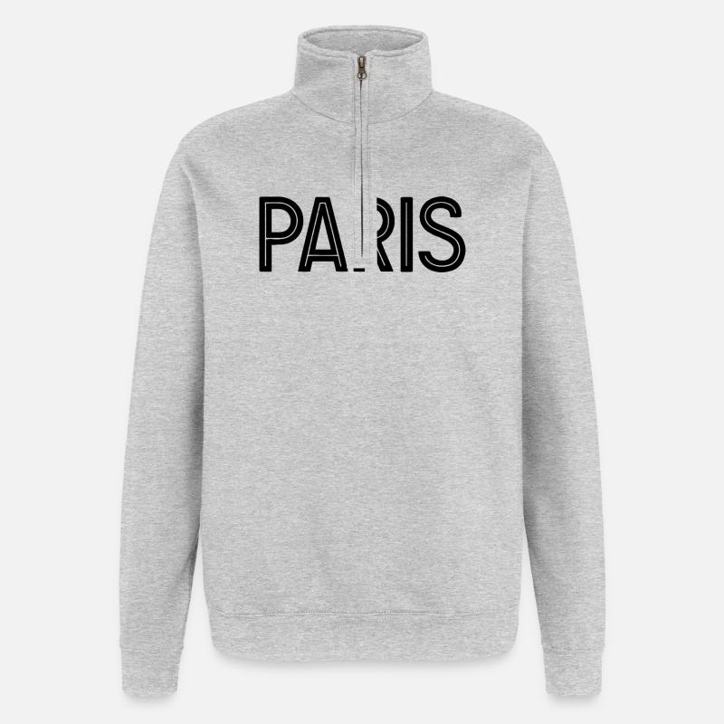 Paris Black Geometrische Typografie - Quarter-Zip-Sweatshirt - Grau meliert