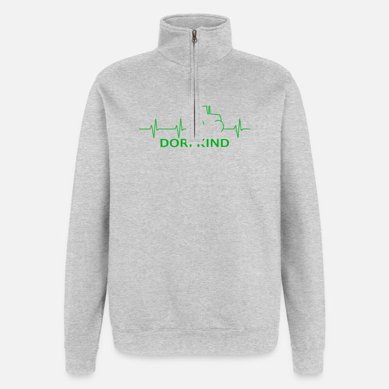 Traktor Dorfkind Herzschlag Bauernhof - Quarter-Zip-Sweatshirt - Grau meliert