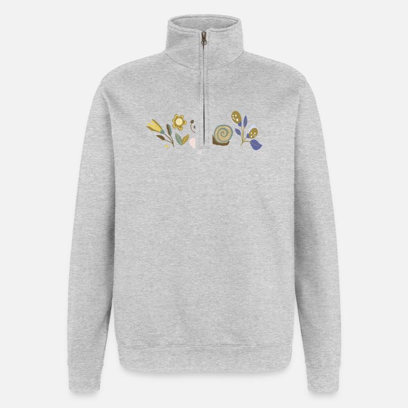 Blumen mit Schnecke - Quarter-Zip-Sweatshirt - Grau meliert