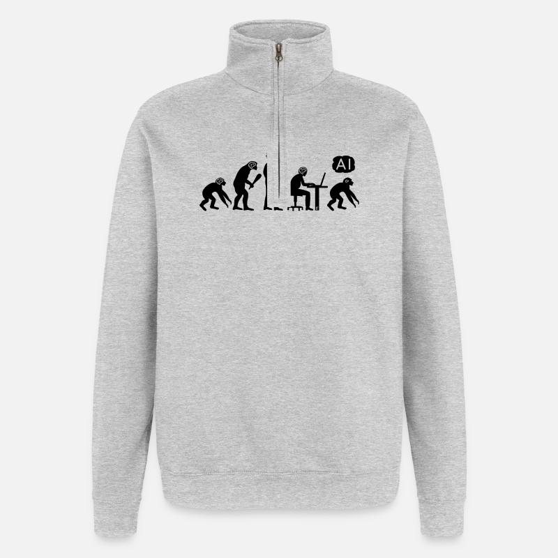 AI-volution - Quarter-Zip-Sweatshirt - Grau meliert