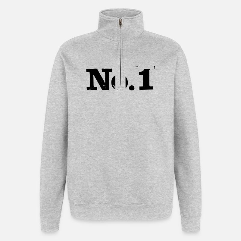 No. 1 - Numéro 1 - Sweat à zip 1/4 - gris chiné