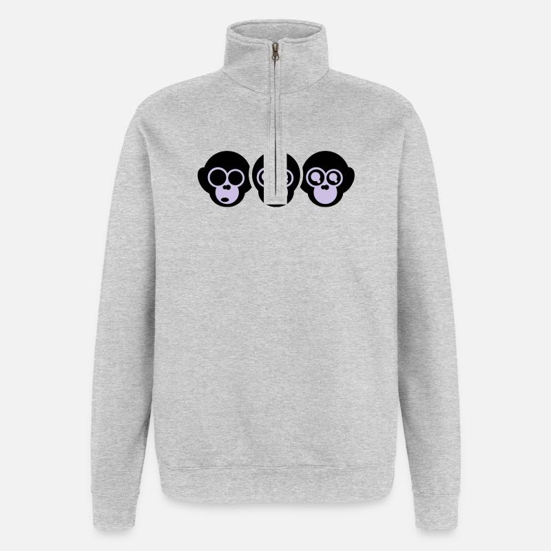 die drei affen - Quarter-Zip-Sweatshirt - Grau meliert
