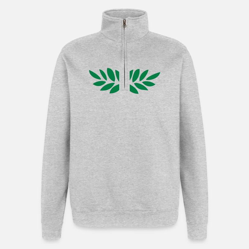 Lorbeerkranz - Quarter-Zip-Sweatshirt - Grau meliert