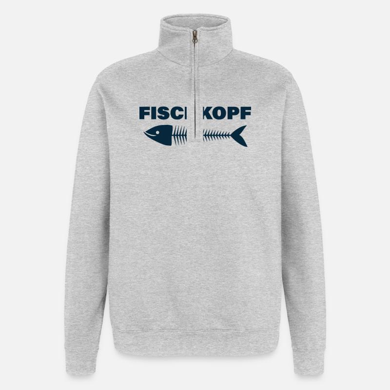 FISCHKOPF - Quarter-Zip-Sweatshirt - Grau meliert
