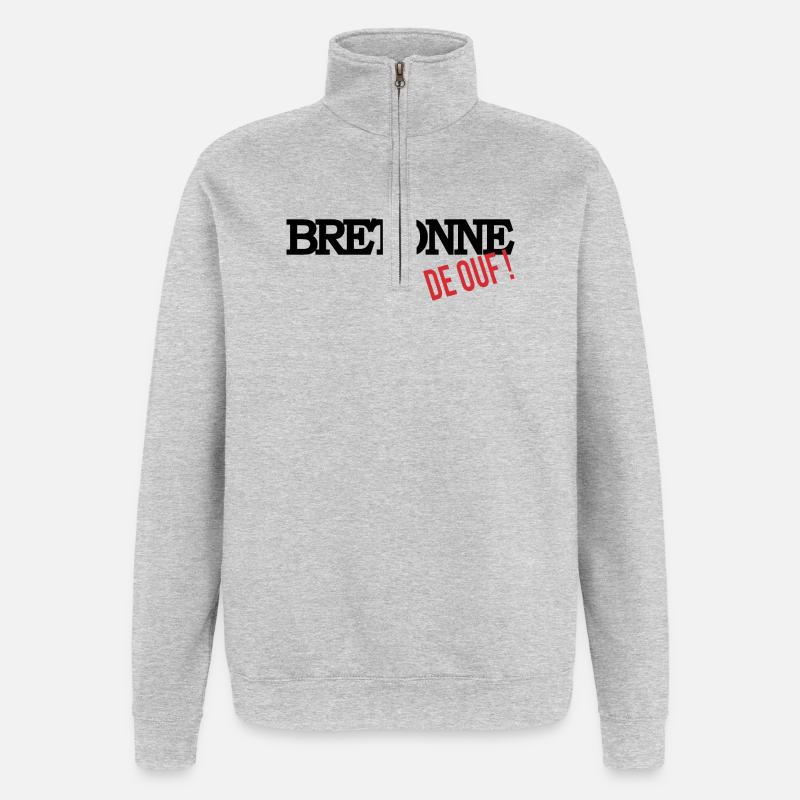 Bretonne de ouf - Sweat à zip 1/4 - gris chiné