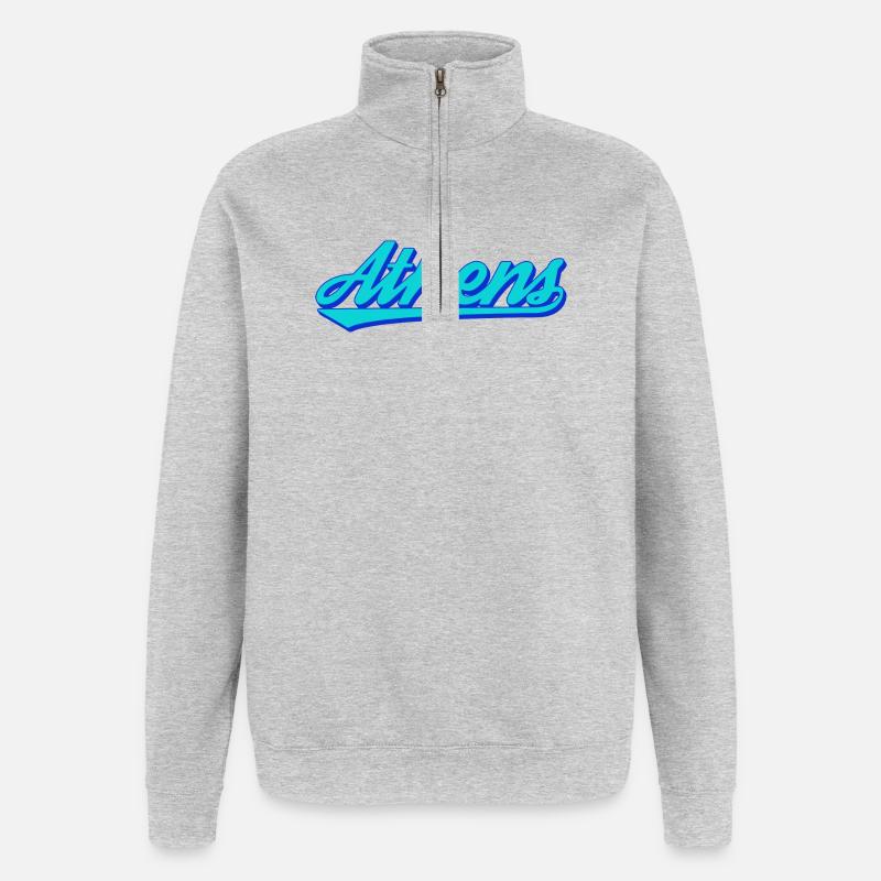 Écriture rétro d’Athènes - Sweat à zip 1/4 - gris chiné