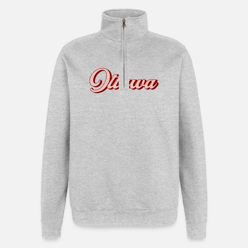 Script rétro d’Ottawa - Sweat à zip 1/4 - gris chiné