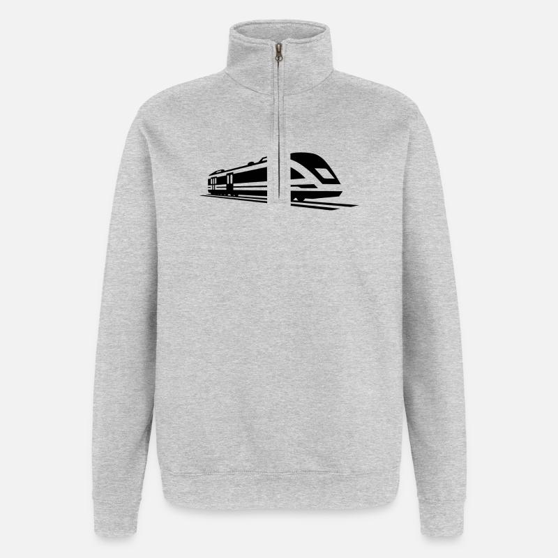 Graphique de train - Sweat à zip 1/4 - gris chiné