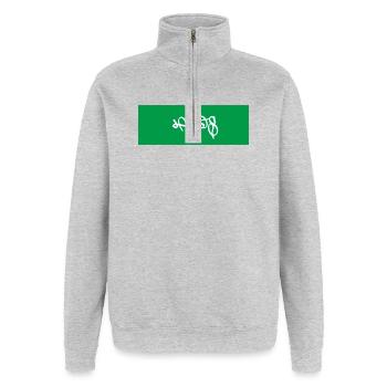 Lagos, Nigeria, Street Art, Souvenir - Sweat à zip 1/4 - gris chiné - Devant - AI Model Female 172 light (172cm) & AI Model Male 178 dark (178cm)