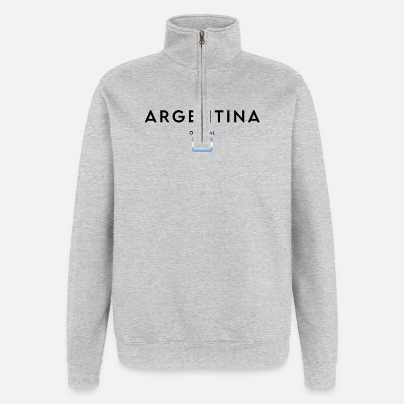 Drapeau argentin, fabriqué en Argentine - Sweat à zip 1/4 - gris chiné