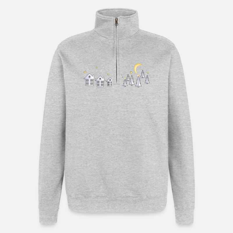 Dorf im Lichterglanz zum Advent - Quarter-Zip-Sweatshirt - Grau meliert