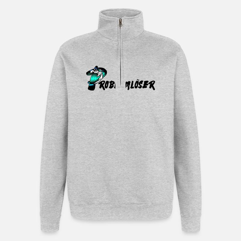 Problem problemlöser text - Quarter-Zip-Sweatshirt - Grau meliert