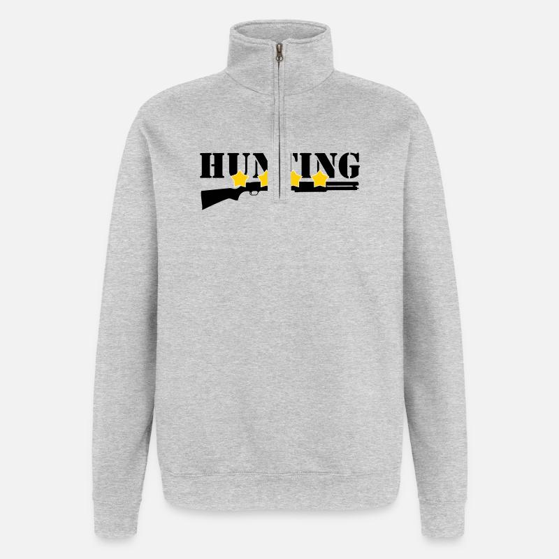 Chasse - Chasseur - Sweat à zip 1/4 - gris chiné