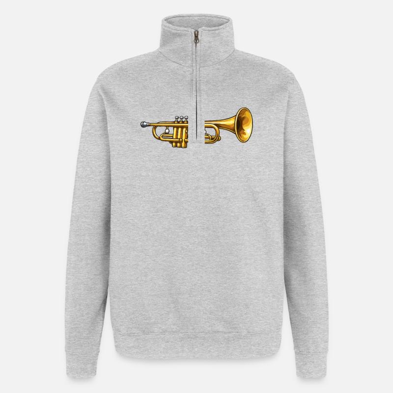 Goldene Trompete Jazz Flair - Quarter-Zip-Sweatshirt - Grau meliert