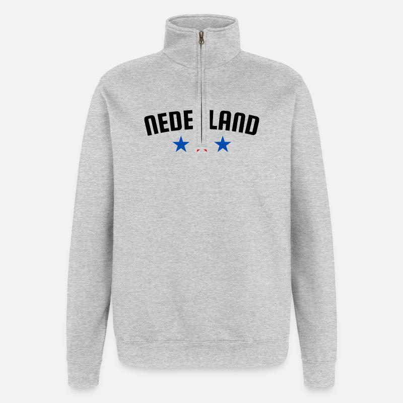 Design 3 étoiles aux Pays-Bas - Sweat à zip 1/4 - gris chiné