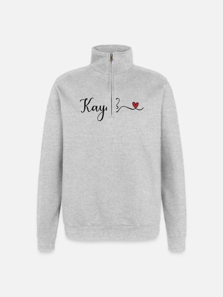 Cute Kayak Heart Design - Quarter-Zip Sweatshirt - heather grey