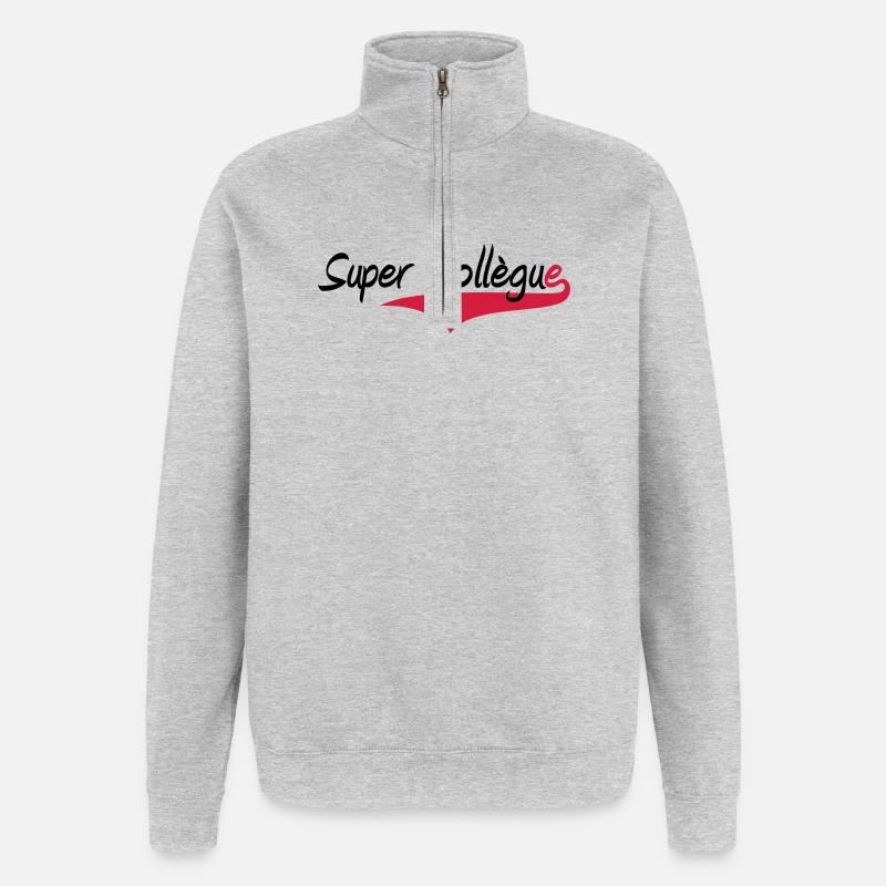 Super Collègue - Sweat à zip 1/4 - gris chiné