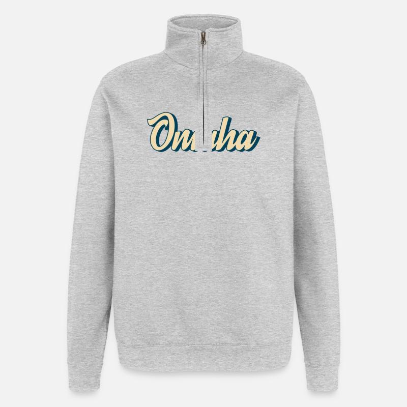 Omaha Script Retro - Quarter-Zip Sweatshirt - heather grey