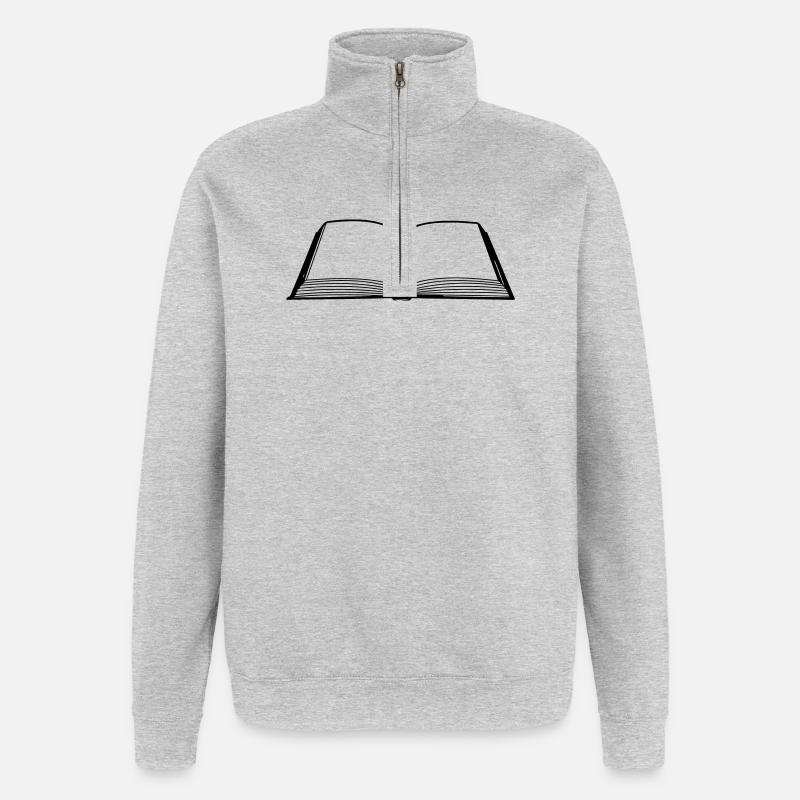 Buch leeren - Quarter-Zip-Sweatshirt - Grau meliert