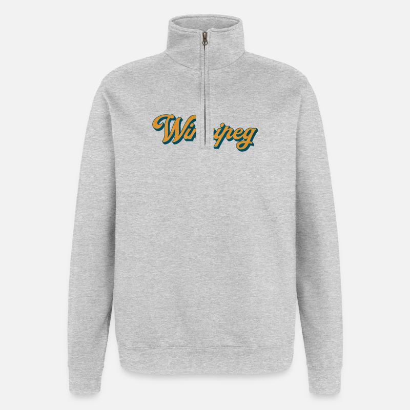 Winnipeg Retro Script - Quarter-Zip Sweatshirt - heather grey
