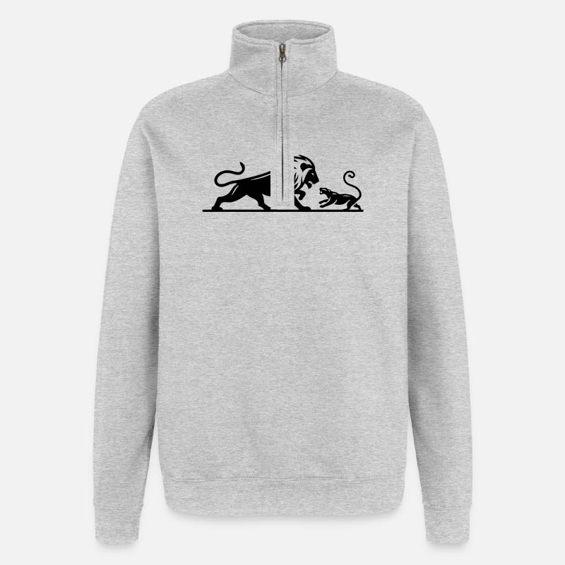 löwe 3 - Quarter-Zip-Sweatshirt - Grau meliert