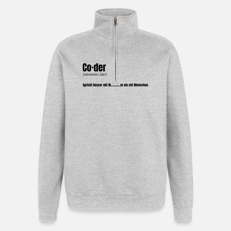 Coder - witziges Design für Entwickler - Quarter-Zip-Sweatshirt - Grau meliert