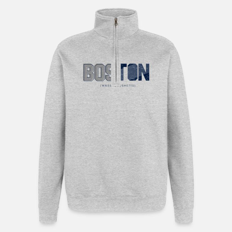 Silhouette de Boston - Sweat à zip 1/4 - gris chiné