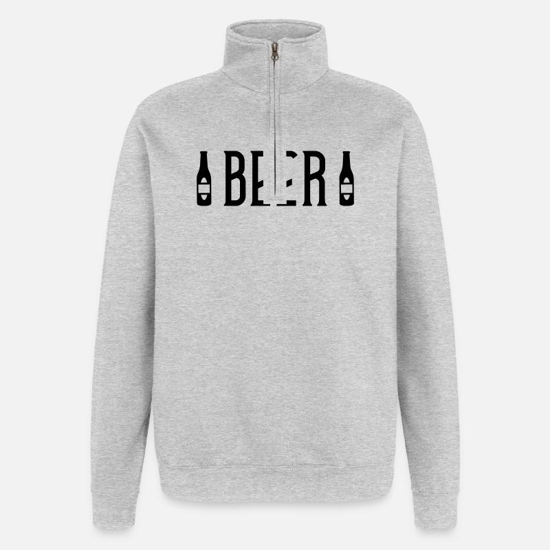 Bier Bierflasche - Quarter-Zip-Sweatshirt - Grau meliert