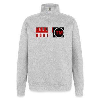 Logo de la marque Teddy North - Sweat à zip 1/4 - gris chiné - Devant - AI Model Female 172 light (172cm) & AI Model Male 178 dark (178cm)